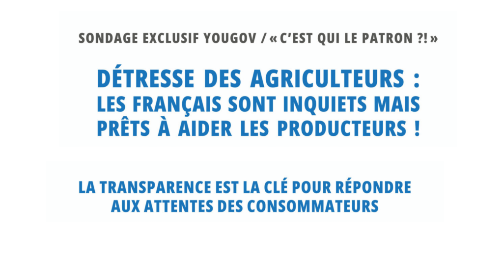 Sondage Yougov CQLP - Détresse des agriculteurs : les français sont inquiets mais prêts à aider les producteurs !